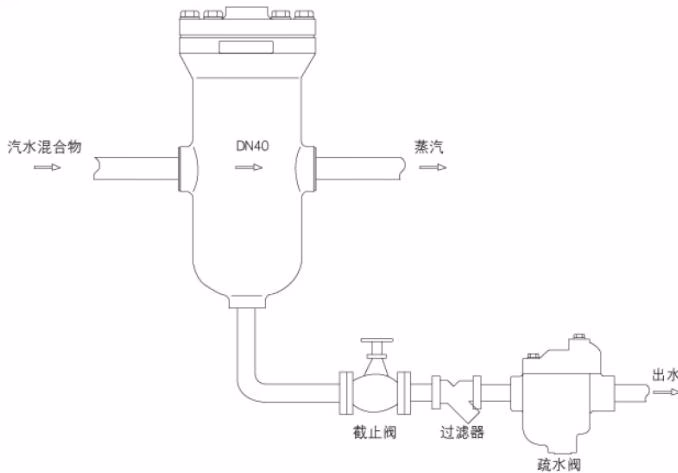 Armstrong 汽水分离器 – S 系列 Armstrong S Series Cyclone Separator installation diagram