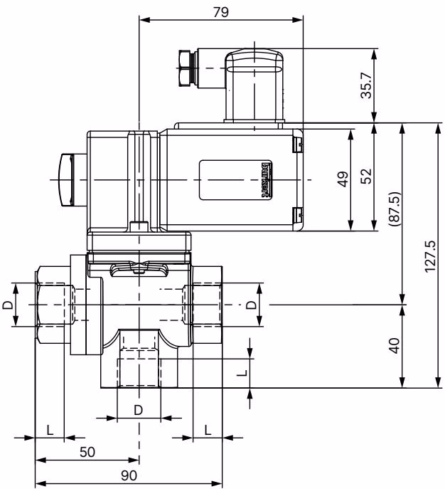 Бюркерт BURKERT 17841 Type 0131 3/2-ходовая латунная версия чертеж с размерами