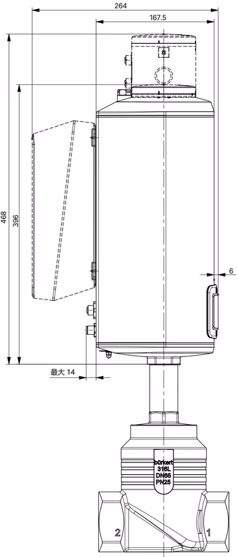 宝德 BURKERT 20007587 宝德 BURKERT 3361 型 执行机构尺寸 AG3