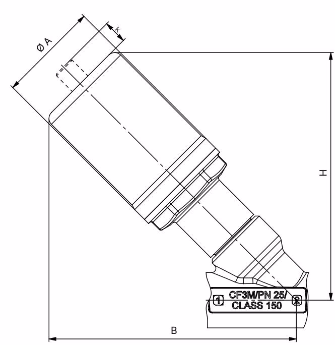BURKERT 20008721 actuator dimensions