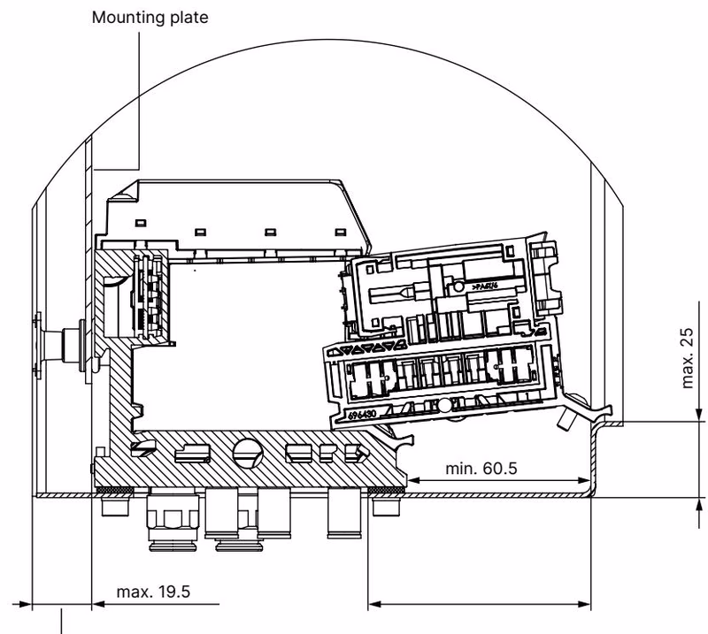 BURKERT 20026020 Burkert 8652 distance from control cabinet rear wall to mounting plate