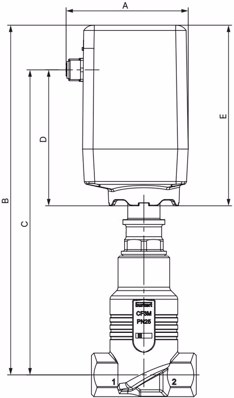 BURKERT 20032566 Burkert 3281 globe variant dimensions