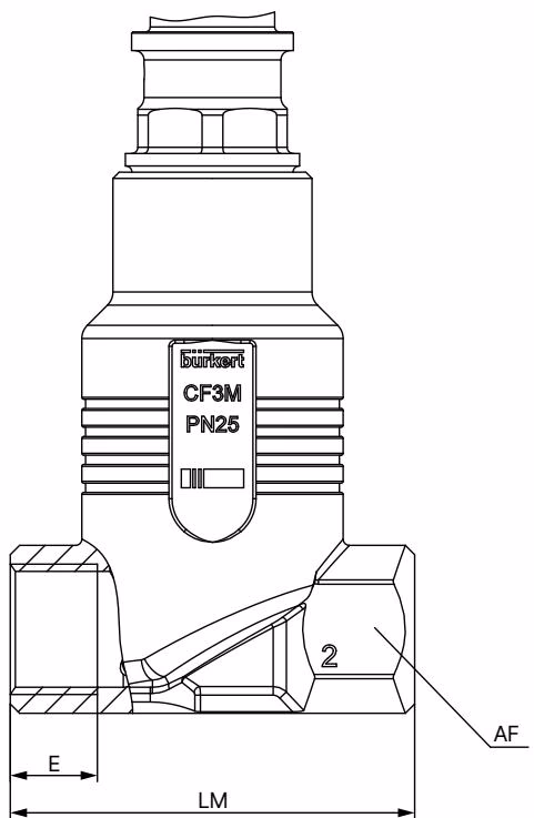 Burkert 20032576 Type 3281 threaded variant dimensions