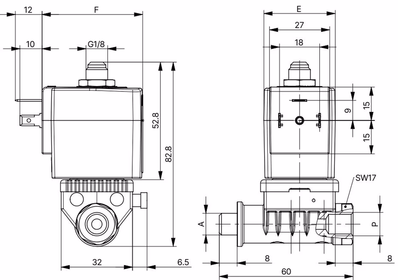 BURKERT 20034129 Banjo variant dimensions 60mm