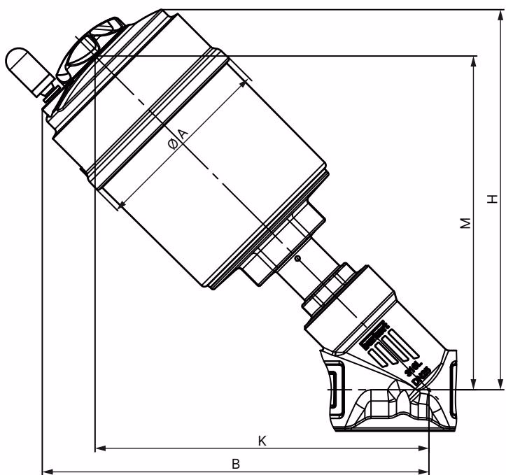 BURKERT 20044787 Type 2100 actuator dimensions