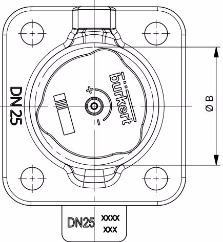 Burkert 20050334 Type 2933 manual actuator dimensions drawing