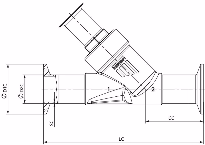 BURKERT 20071654 clamp connection dimensions