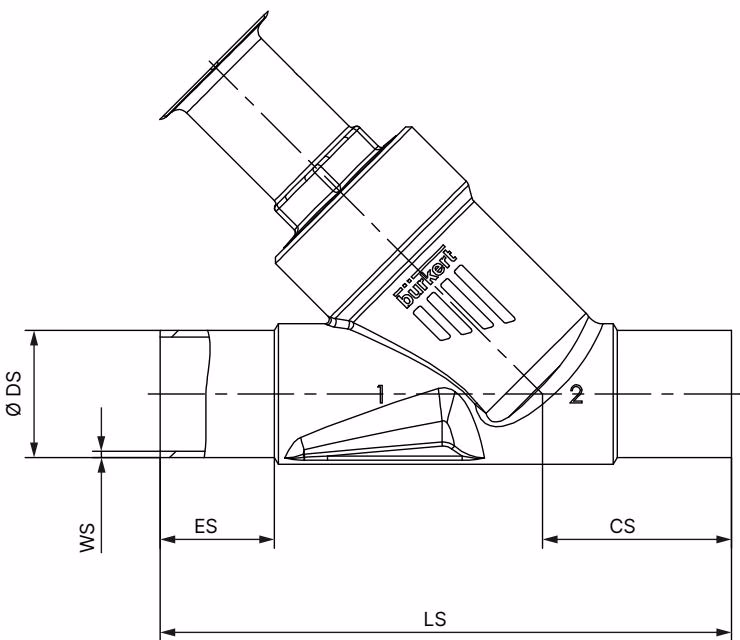 BURKERT 20073155 Burkert Type 2100 body with welded connection dimensions