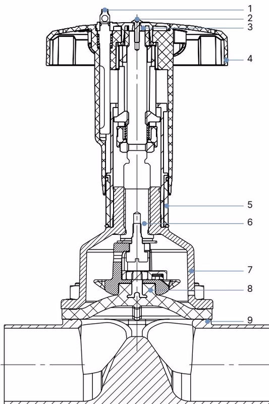 BURKERT 20082538 Type 2973 sectional view and material composition