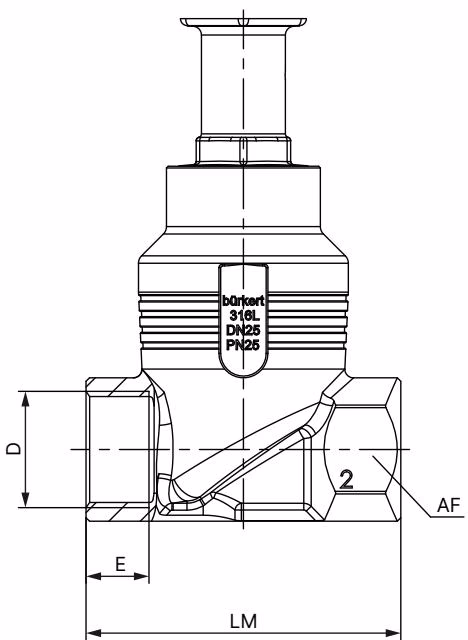 BURKERT 20086946 Type 3321 threaded body connection dimensions