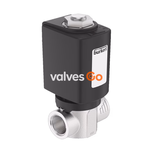BURKERT 20089308 2/2-Way Direct-Acting Plunger Valve, Stainless Steel, G 1/2