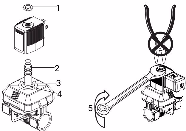 BURKERT 20093842 Type 6281 solenoid coil installation and tightening assembly