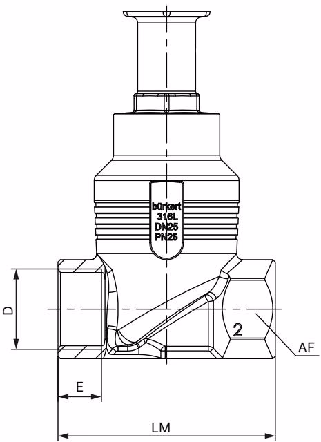 BURKERT 20111677 Burkert Type 2921 body with threaded connection dimensions