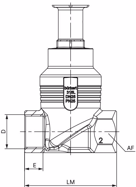 BURKERT 20112160 Burkert 3361 dimensions for body with threaded connection