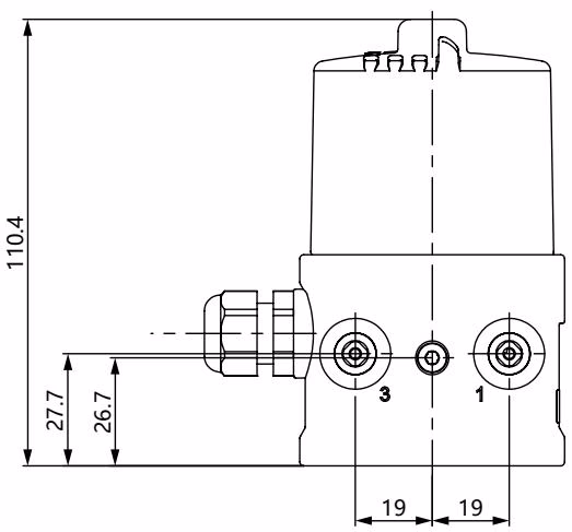 宝德 BURKERT 20127653 8697 型安装到 ELEMENT 过程阀上的尺寸图
