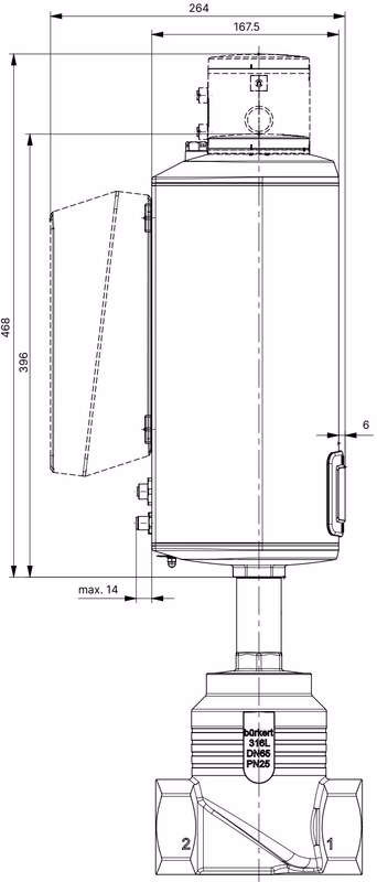 BURKERT 20132908 BURKERT 3361 Actuator AG3 dimensions