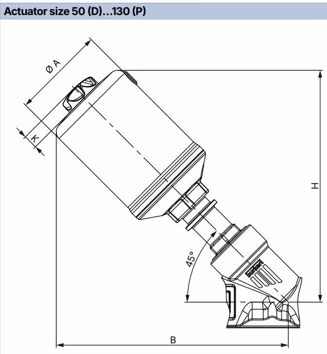 BURKERT 20133488 Type 2060 actuator dimensional drawing