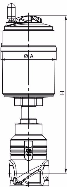 Burkert 20135094 actuator dimensions drawing
