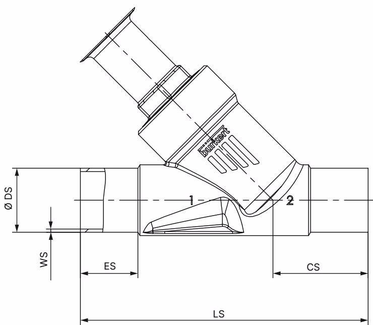宝德 BURKERT 20137400 宝德 (Burkert) 2920 型带有焊接接口的阀体尺寸
