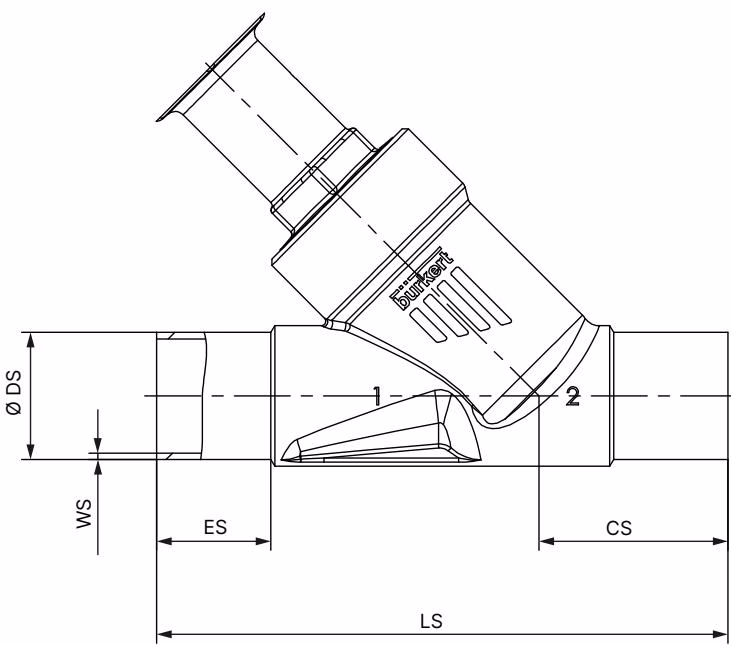 BURKERT 20141843 BURKERT 2920 body with welded connection dimensions