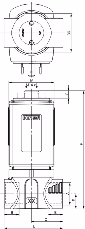 Бюркерт (Bürkert) 307750 Тип 6027 резьбовое исполнение размеры