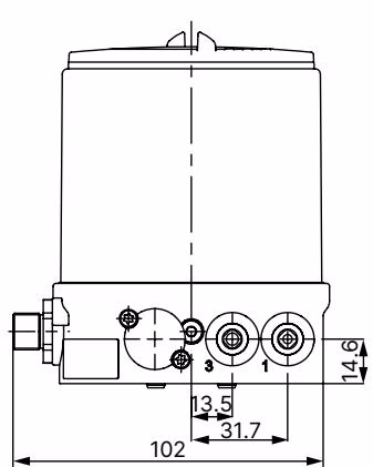 Burkert 323271 (Type 8694) dimensions for mounting on ELEMENT control valves