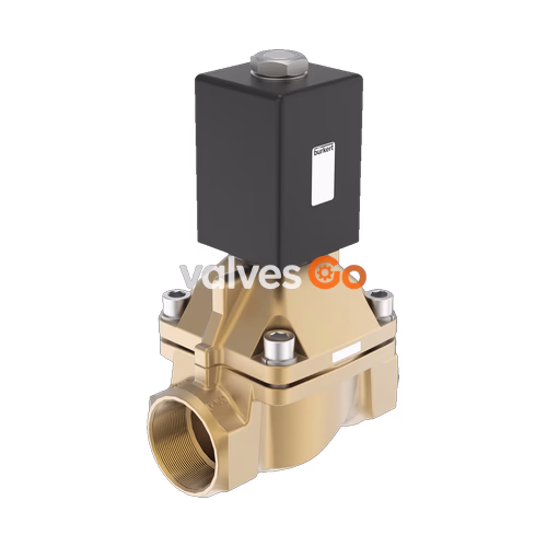 BURKERT 332179 Servo-assisted 2/2 Way Piston Valve, G1 1/2, Brass