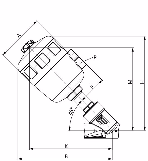 BURKERT 344501 actuator dimensions drawing