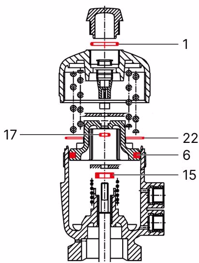BURKERT 347822 Type 2031 seal set components
