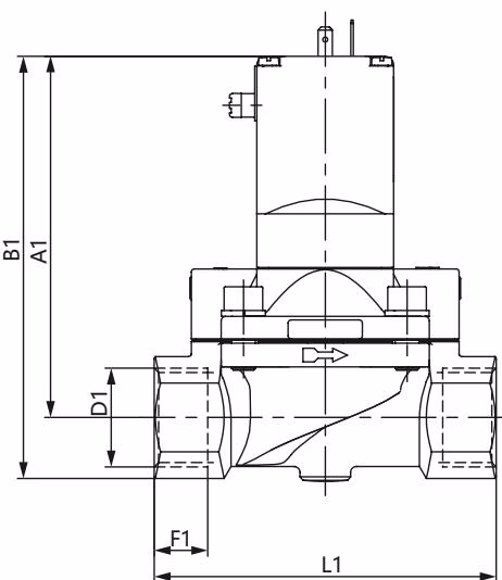 宝德 BURKERT 355232 5282 型螺纹版本尺寸图