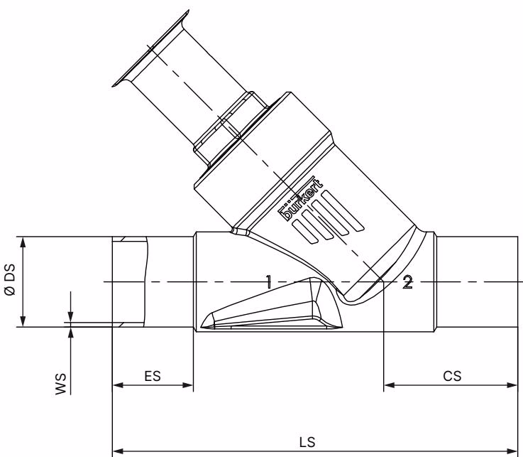 BURKERT 387641 Type 2060 welded connection dimensions