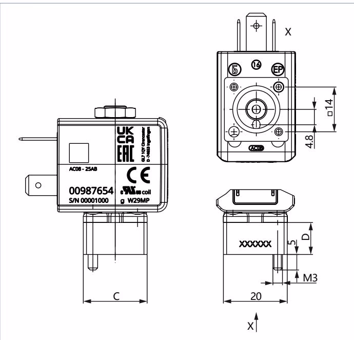 宝德 BURKERT 389711 7011型 底板连接版本尺寸