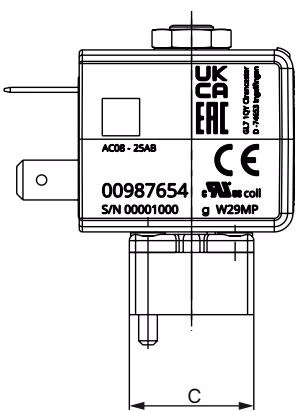 BURKERT 389711 Type 7011 flange variant dimensions