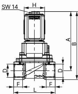 BURKERT 466911 dimensions drawing for steam variant NA07 DN 13