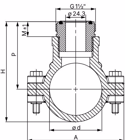 Burkert 560701 Type S022 fitting with saddle dimensions