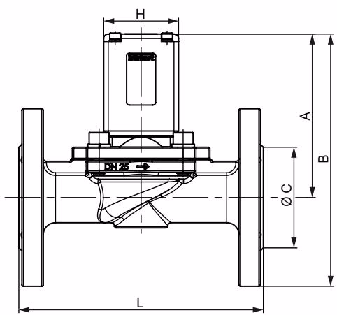 Burkert 61481 Type 0290 flange variant dimensions
