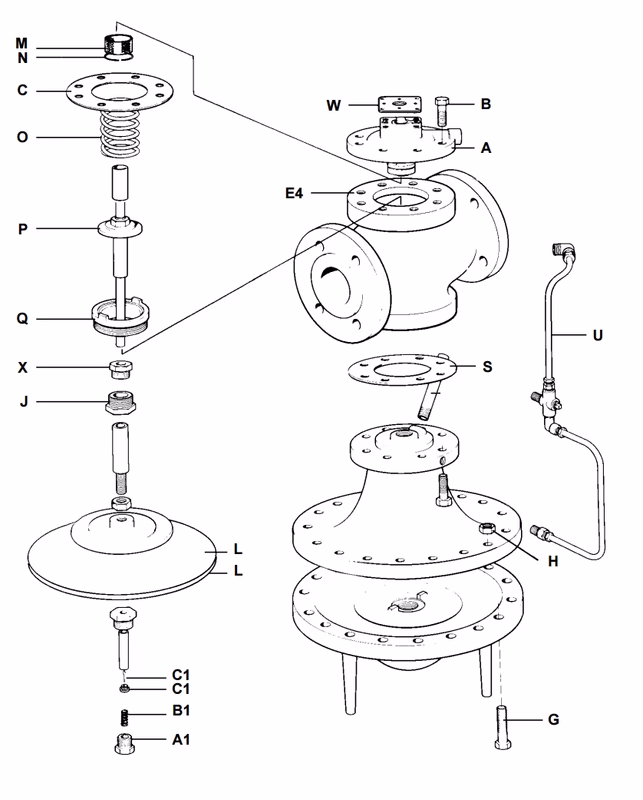 Spirax Sarco 25P 2½" to 4" Spare Parts Drawing