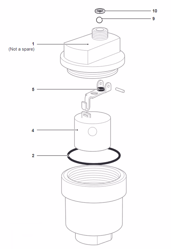 Spirax Sarco AE36/AE36A Automatic Air Vent Valve for Liquid Systems - Spare Parts Drawing