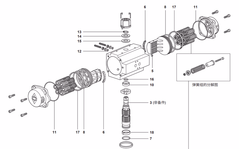 斯派莎克 BVA300系列 气动执行器 - 备件图