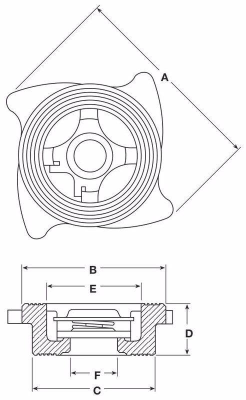 Spirax Sarco DCV1 Disc Check Valve - Dimension Drawing