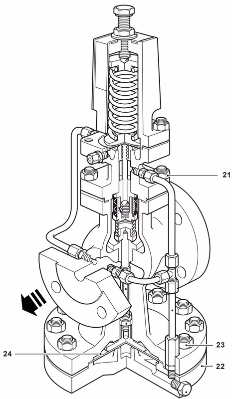 Spirax Sarco DP143 construction diagram part numbers 21 to 24