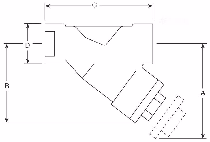 Spirax Sarco Fig12 Ductile Iron Y-Type Strainer - Dimension Drawing
