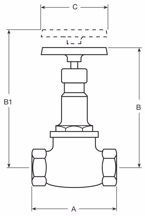Spirax Sarco HV3 Bronze Globe Valve - Dimension Drawing