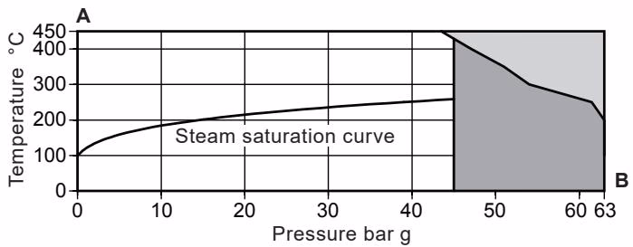 Spirax Sarco SM45 PN64 limits chart