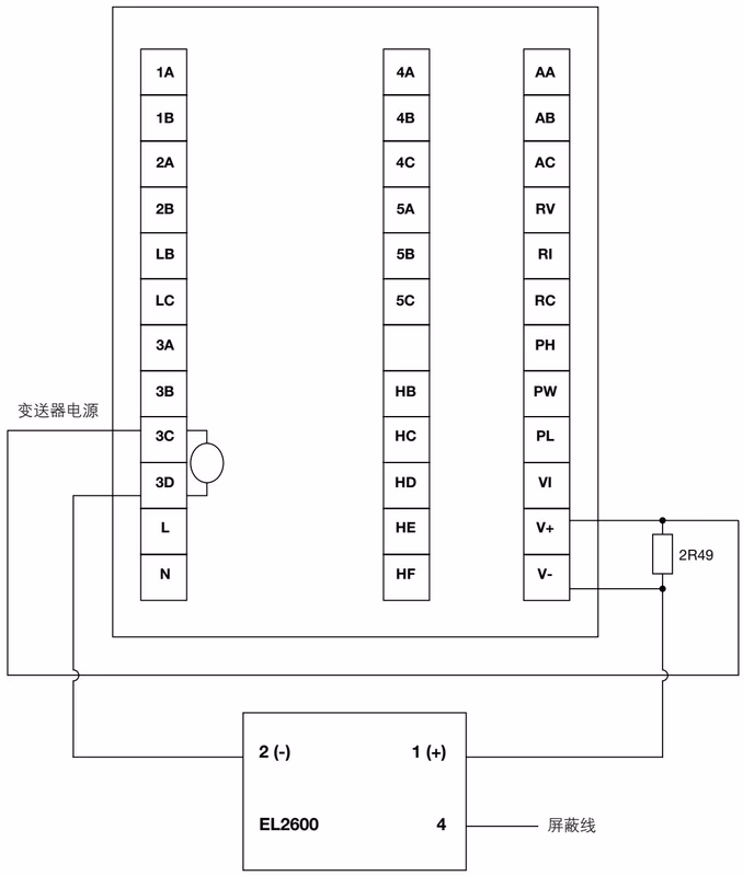 斯派莎克 Spirax Sarco SX90 连接 EL2600 变送器接线图
