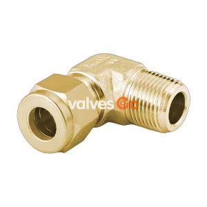 Swagelok B-10M0-2-6RT Male Elbow, 10 mm Tube OD x 3/8 in. Male ISO Tapered Thread, Brass
