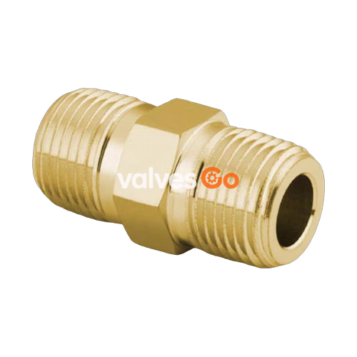 Swagelok B-4-HN Brass Pipe Fitting, Hex Nipple, 1/4 in. Male NPT