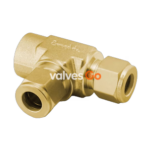 Swagelok B-400-3TFT Brass Tube Fitting, Female Run Tee, 1/4 in. Tube OD x 1/8 in. Female NPT