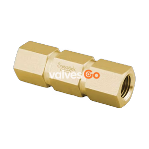 Swagelok B-4CP4-1 Brass 1-Piece Poppet Check Valve, Fixed Pressure, 1/4 in. FNPT, 1 psig