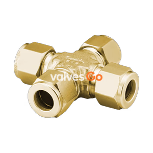 Swagelok B-810-4 Brass Union Cross Tube Fitting, 1/2 in.